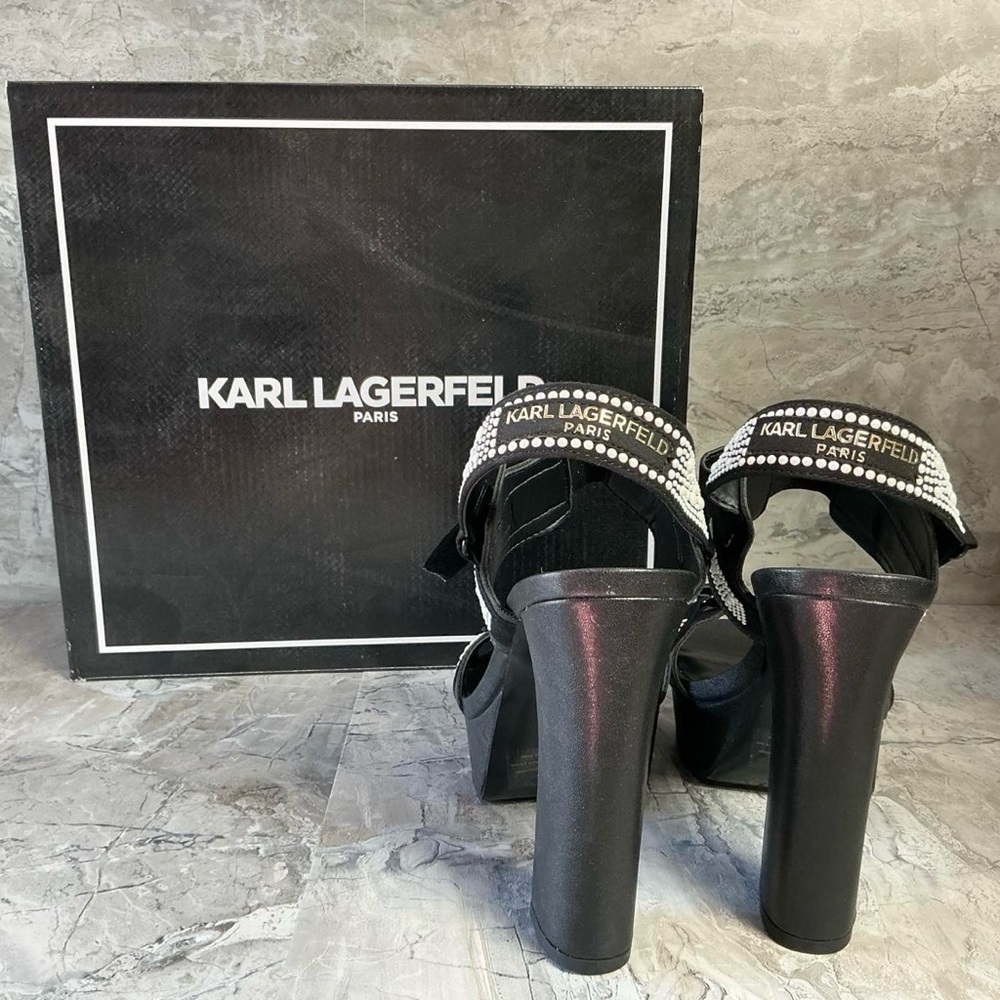 KARL LAGERFELD womens Alessia Pearl Studs Platform Heel - Picture 7 of 7